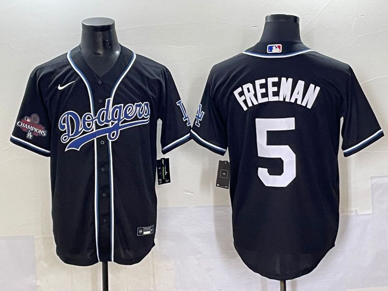 Men 2025 Los Angeles Dodgers #5 Freeman Black Three generations Fashion Nike MLB Jersey style 7046->los angeles dodgers->MLB Jersey